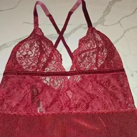 NWT Adore Me Womens Lacy Lingerie Bodysuit Deep Red Size Small - Picture 6 of 9